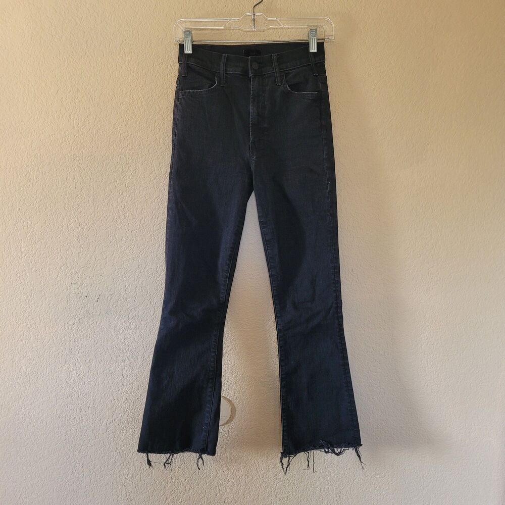 Mother Denim Mid Rise Dazzler Ankle Step Fray Jeans Size 25 Black Not Guilty